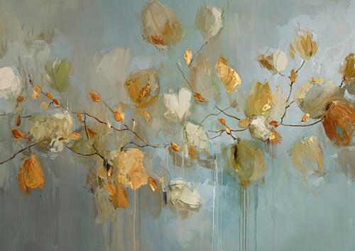 Golden Floral Whispers Gold Print