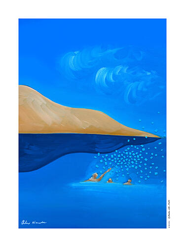 Swimmers Reaching Light Art Print
