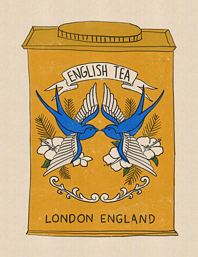 English Tea Swallows Art Print