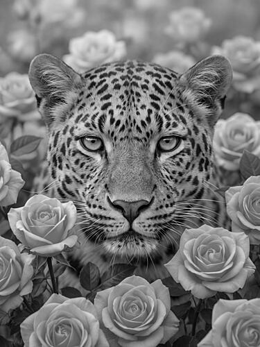 Majestic Leopard Roses Art Print