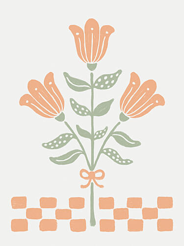 Whimsical Folk Flowers Art Print
