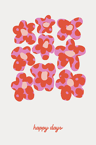 Happy Days Retro Flowers Art Print