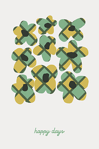 Happy Plaid Blooms Art Print