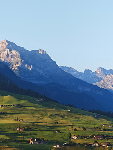 Swiss Alpine Valley Homes Art Print