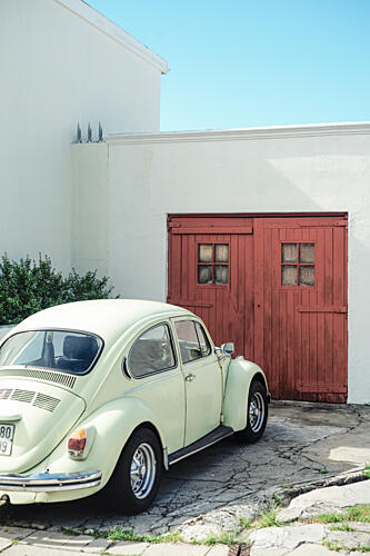 Vintage Beetle Red Door Art Print