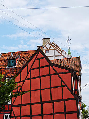 Red Half-Timbered Architecture Art Print