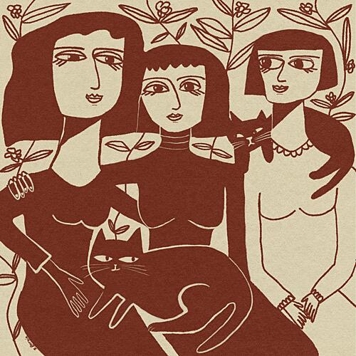 Women Cats Botanical Friends Art Print