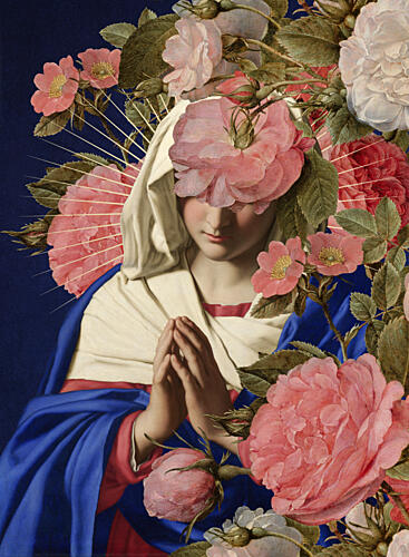 Virgin Mary with Roses Art Print