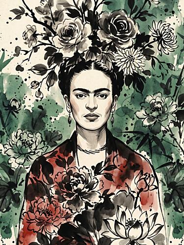 Floral Woman Portrait Art Print