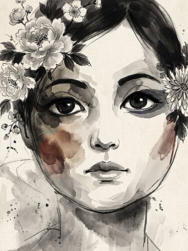 Elegant Floral Gaze Art Print