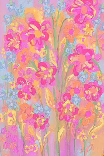 Vibrant Floral Fantasy Art Print
