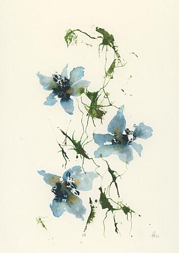 Watercolor Blue Flowers Art Print