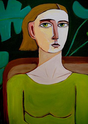 Green Eyed Woman Art Print