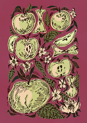 Green Apples and Blossoms Art Print