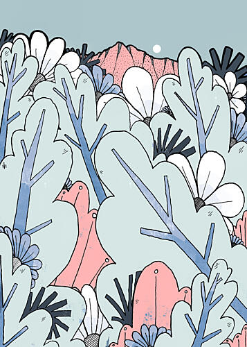 Calm Forest Moon Art Print