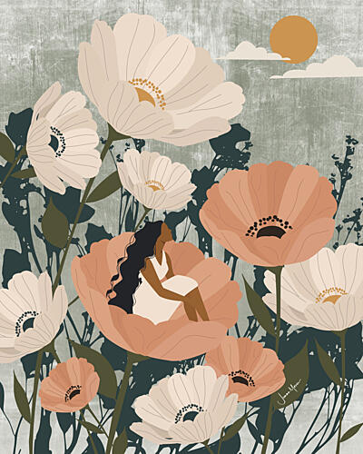 Dreamy Woman in Bloom Art Print