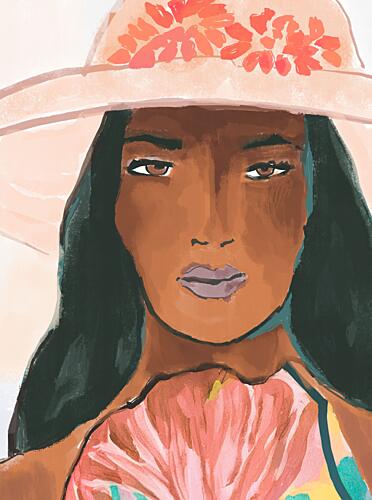 Stylish Woman Floral Hat Art Print