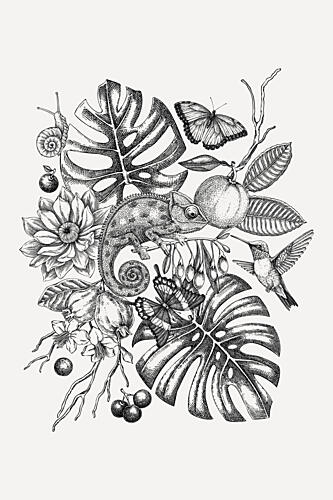 Chameleon Jungle Wonders Art Print by Yevheniia Lytvynovych