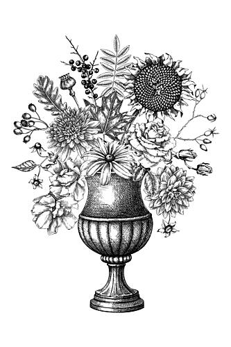 Elegant Autumn Floral Urn Art Print by Yevheniia Lytvynovych