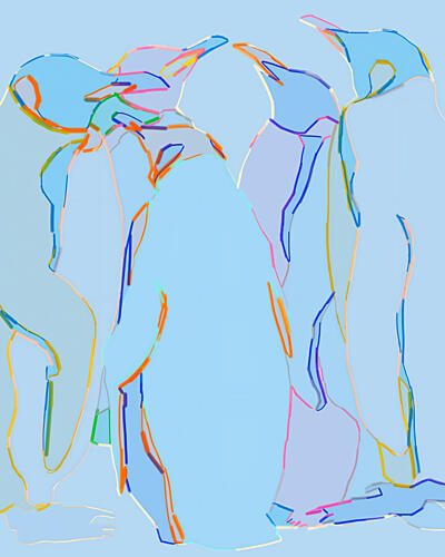 Cool Blue Penguins Art Print