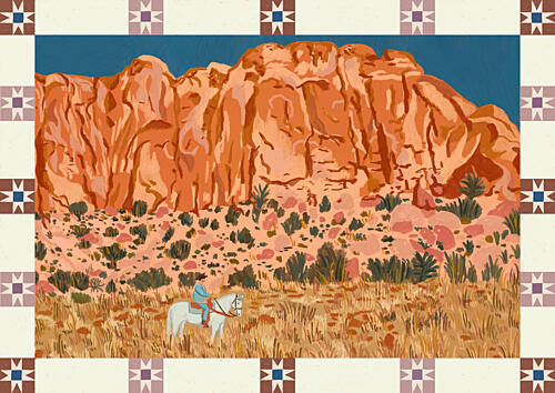 Desert Cowboy Mountains Art Print by Sophia Holgate
