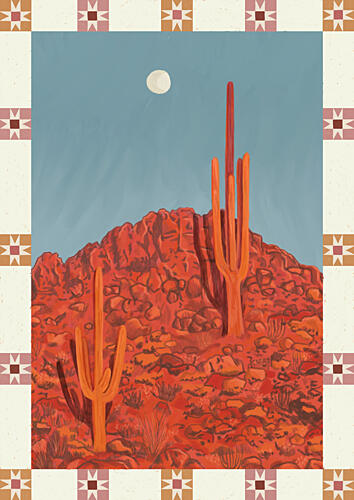 Desert Moon Saguaro Art Print by Sophia Holgate