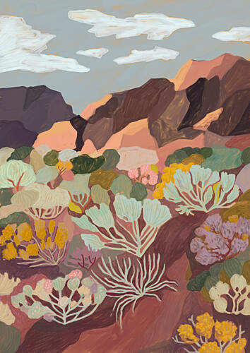 Colorful Desert Landscape Art Print by Sophia Holgate