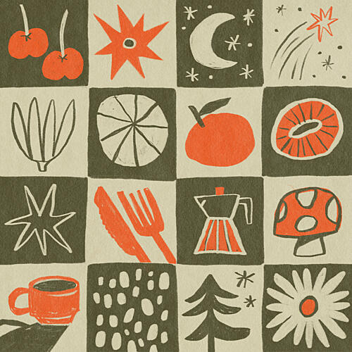 Retro Kitchen Nature Art Print by Sophia Holgate