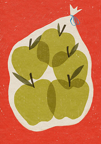 Bag of Green Apples Art Print by Sophia Holgate