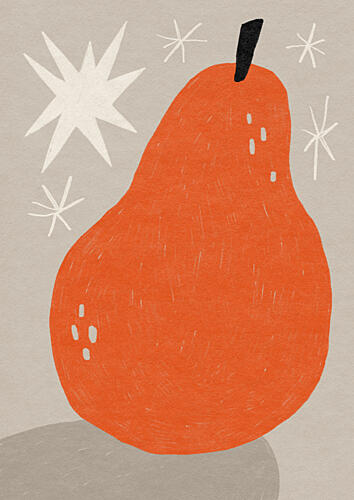 Whimsical Orange Pear Art Print