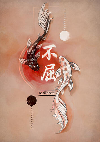 Resilient Koi Duality Art Print