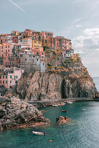 Cinque Terre Seaside Charm Art Print by HelloHappylife
