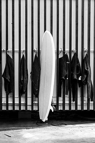 Surfboard Wetsuits Wall Art Print by HelloHappylife