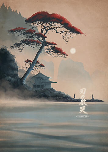 Misty Japanese Temple Art Print