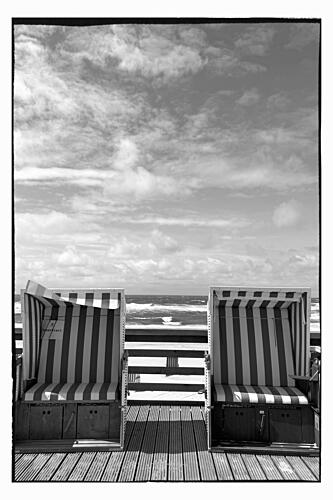 Beach Chairs Ocean View Art Print