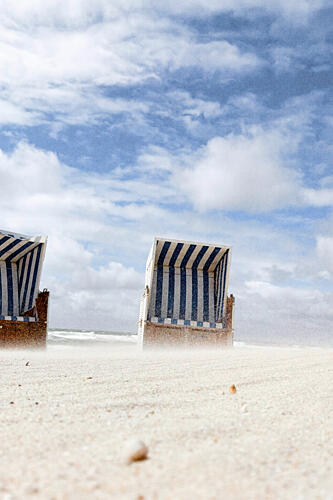 Striped Beach Chairs Art Print