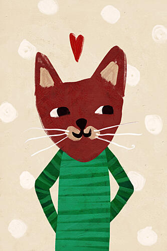 Cute Cat Love Heart Art Print