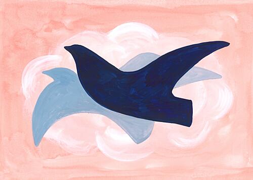 Abstract Flying Birds Art Print by Isabelle Brent