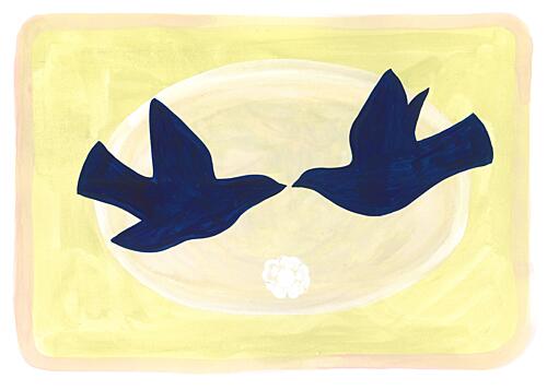 Blue Love Birds Art Print