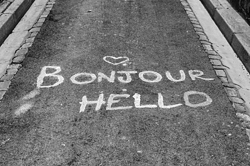 Bonjour Hello Street Art Art Print by HelloHappylife