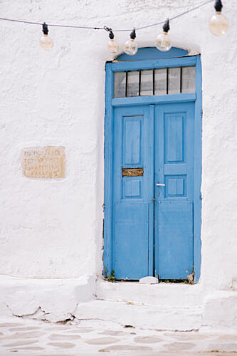 Greek Island Blue Door Art Print by HelloHappylife