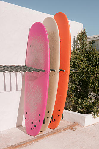 Colorful Surfboards on Wall Art Print