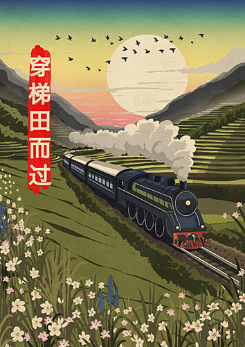 Journey Through the Terraced Hills Art Print