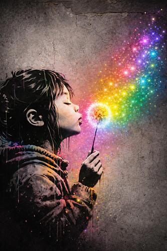 Childs Rainbow Wish Art Print by Mark Andre Matthews