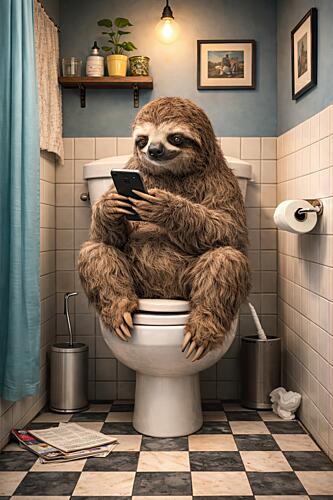 Sloth on Toilet Phone Art Print by Mark Andre Matthews