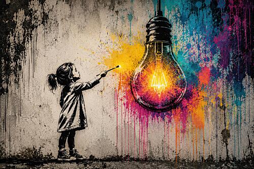 Childs Bright Idea Art Print by Mark Andre Matthews