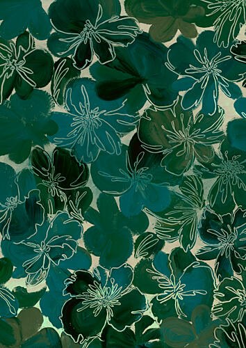 Deep Green Floral Pattern Art Print