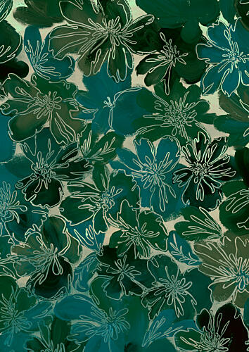Deep Green Floral Pattern Art Print