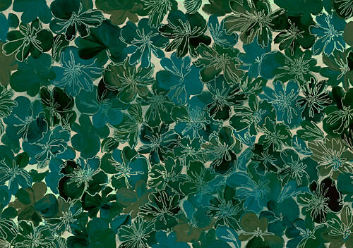 Deep Green Floral Pattern Art Print
