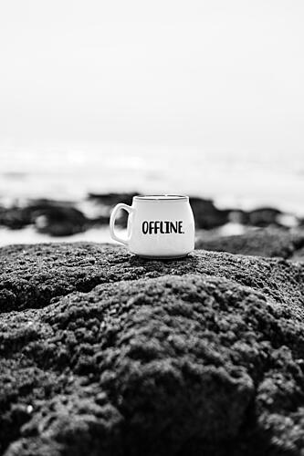 Offline Mug Beach Art Print by HelloHappylife
